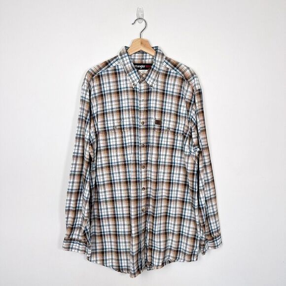 Wrangler RIGGS Workwear Men's Button Up Long Sleeve Shirts XLT Tall 100% Cotton - Picture 1 of 9